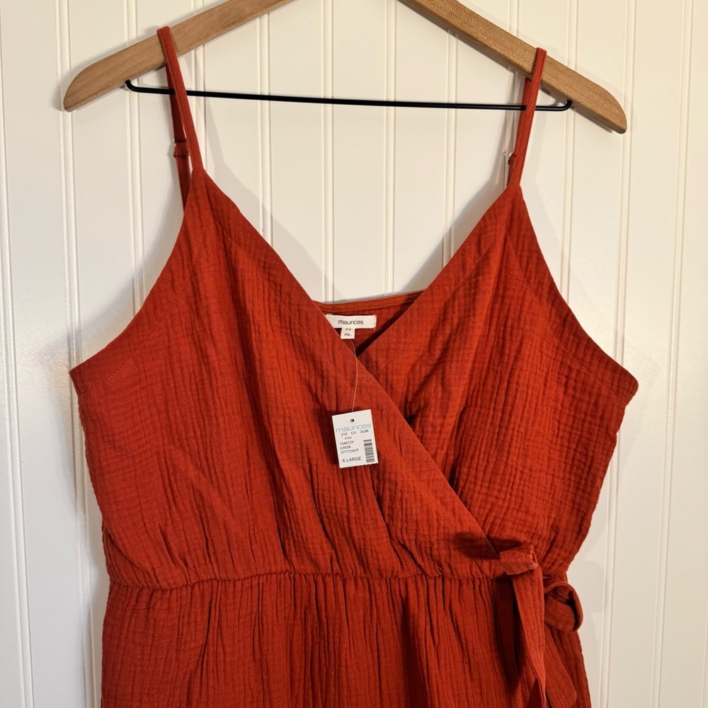 Maurice’s Textured Gauze V Neck Tulip Hem Wrap Mini Dress 100% Cotton Size XL - Picture 5 of 13